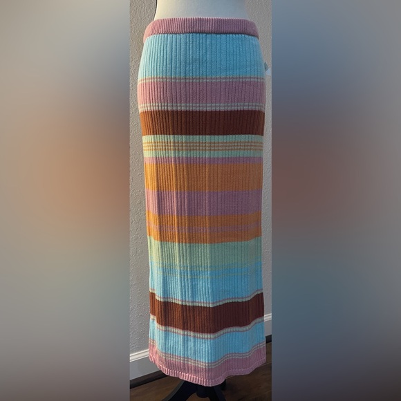 Freshman Dresses & Skirts - FRESHMAN 1996 High Rise Striped Knit Midi Skirt SZ L New With Tags